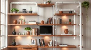 Ideias para Fazer Estantes com Canos de PVC e Madeira